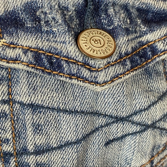 AEROPOSTALE Denim Jean Distressed Button Trucker Style Jacket Size Small - Picture 6 of 10